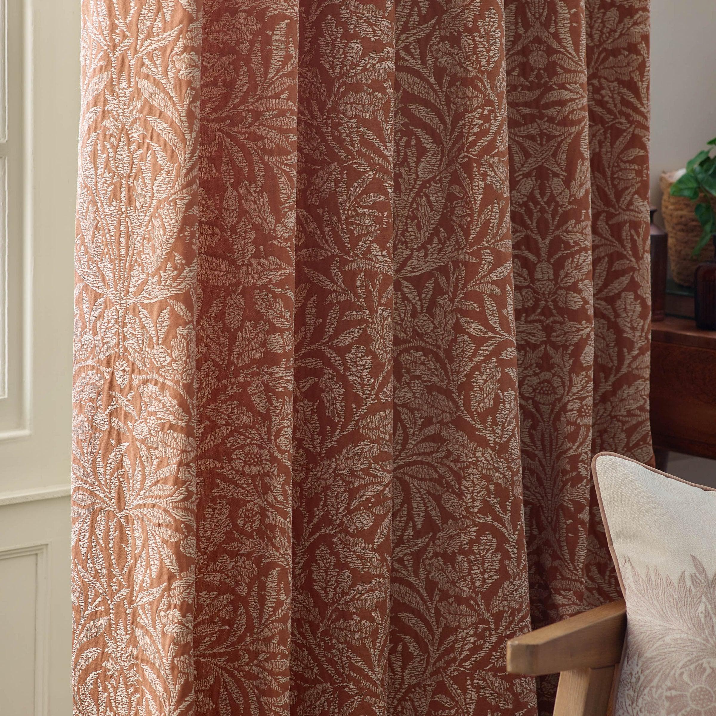 Morris & Co (Riva Home) Morris & Co Curtains Morris & Co Acorn Tonal Matt Jacquard Pencil Pleat Curtains in Brick