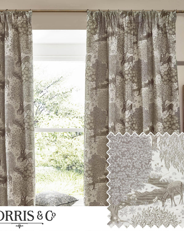 Morris & Co Brook Woodland Jacquard Pencil Pleat Curtains