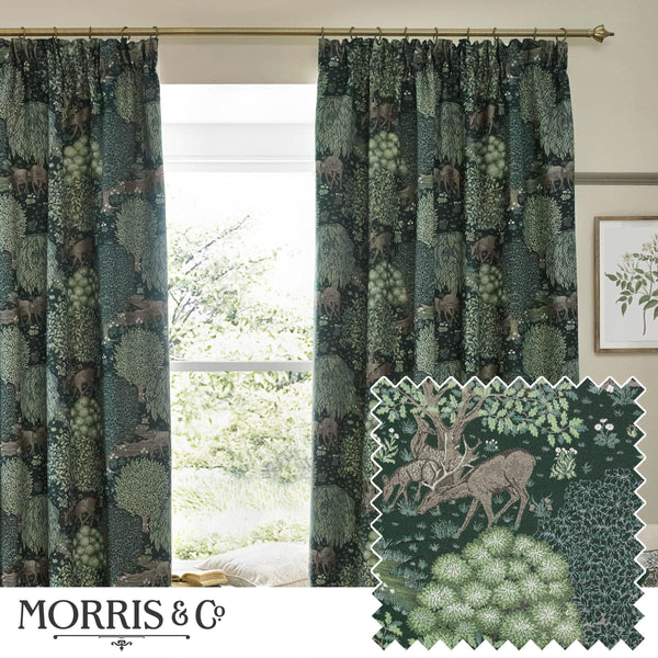 Morris & Co Brook Woodland Jacquard Pencil Pleat Curtains