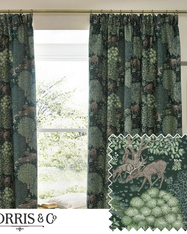 Morris & Co Brook Woodland Jacquard Pencil Pleat Curtains
