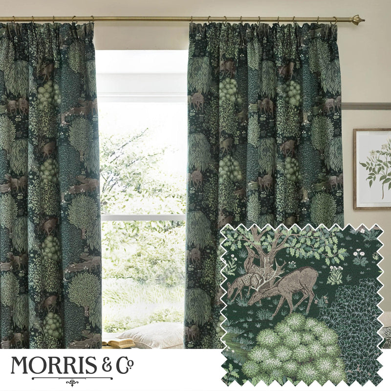 Morris & Co Brook Woodland Jacquard Pencil Pleat Curtains