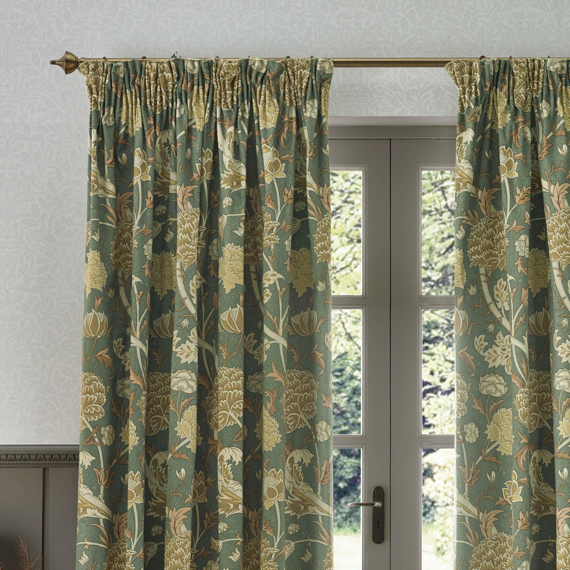 Morris & Co (Riva Home) Morris & Co Curtains Morris & Co Cray Floral Chenille Pencil Pleat Curtains