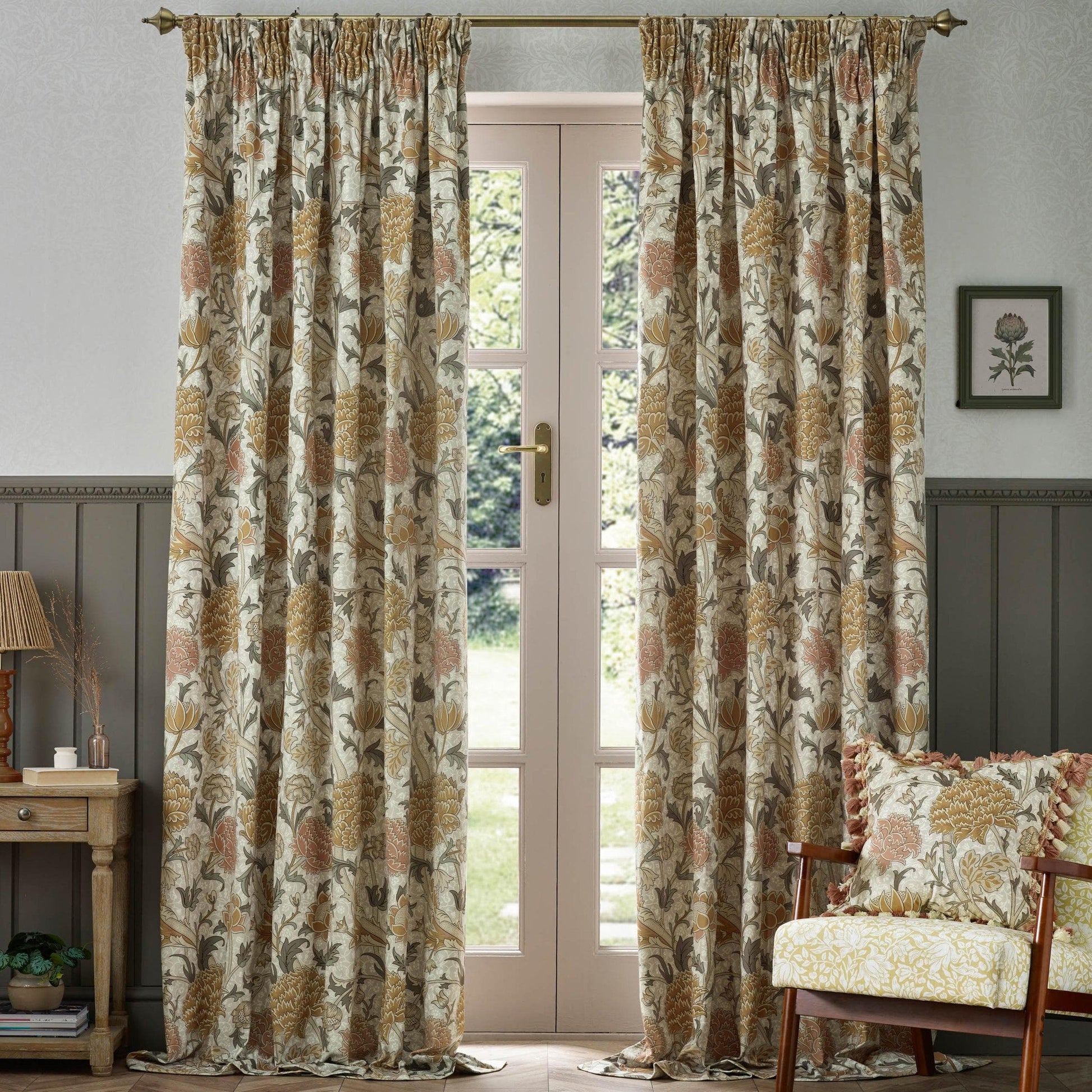 Morris & Co (Riva Home) Morris & Co Curtains Morris & Co Cray Floral Chenille Pencil Pleat Curtains