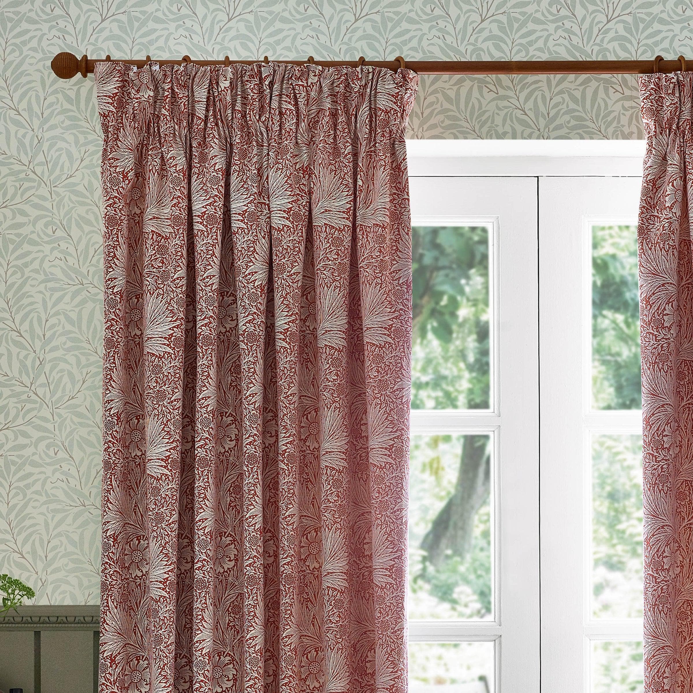 Morris & Co (Riva Home) Morris & Co Curtains Morris & Co Marigold Floral Jacquard Pencil Pleat Curtains in Russet