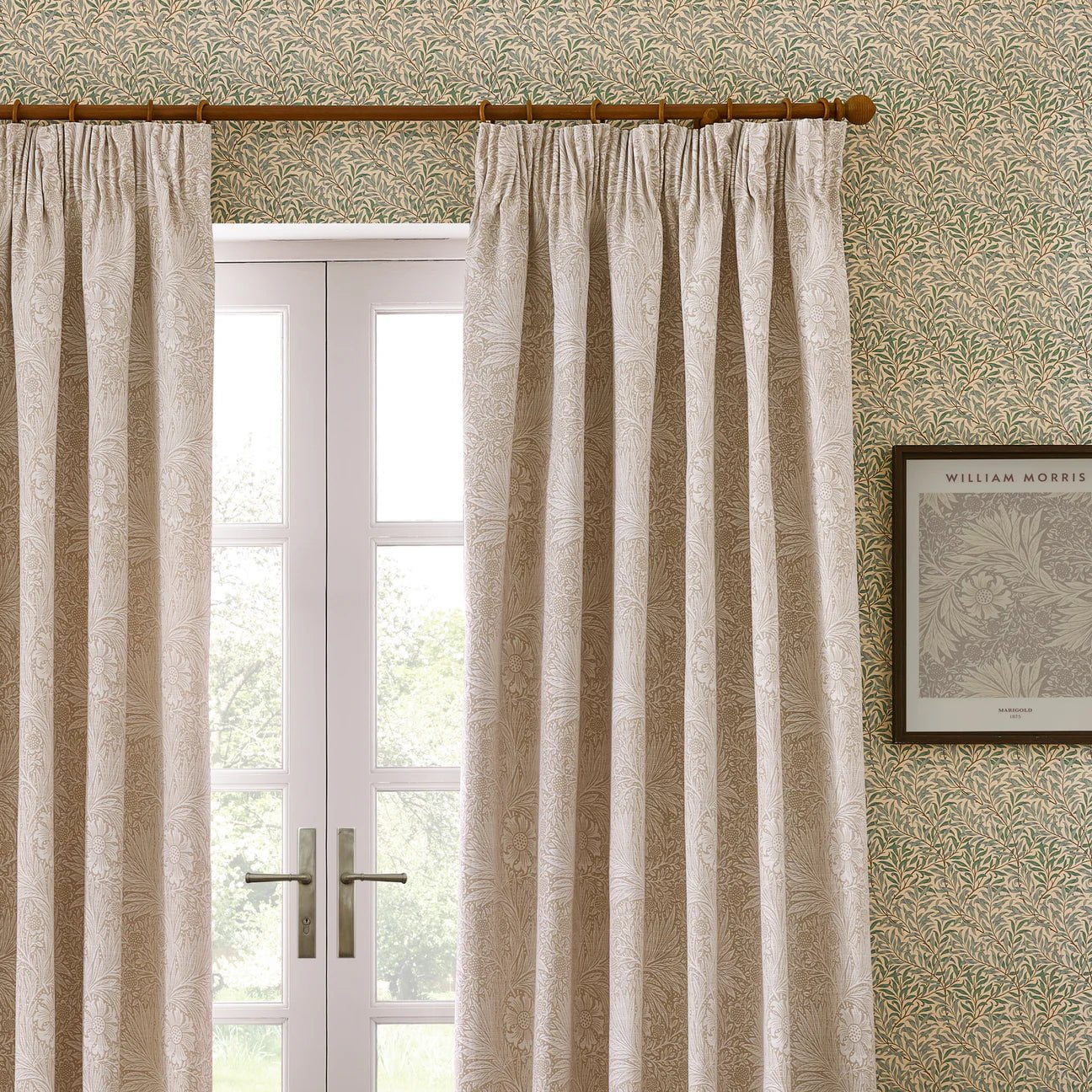 Morris & Co (Riva Home) Morris & Co Curtains Morris & Co Marigold Pencil Pleat Curtains in Stone or Leaf