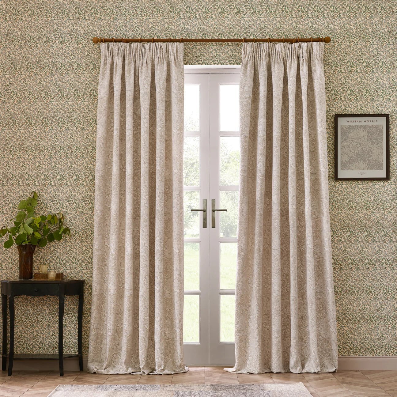 Morris & Co (Riva Home) Morris & Co Curtains Morris & Co Marigold Pencil Pleat Curtains in Stone or Leaf