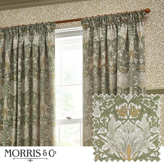 Morris & Co (Riva Home) Morris & Co Curtains Morris & Co Snakeshead Jacquard Chenille Pencil Pleat Curtains