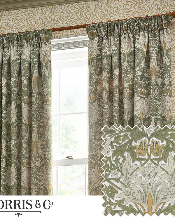 Morris & Co Snakeshead Jacquard Chenille Pencil Pleat Curtains