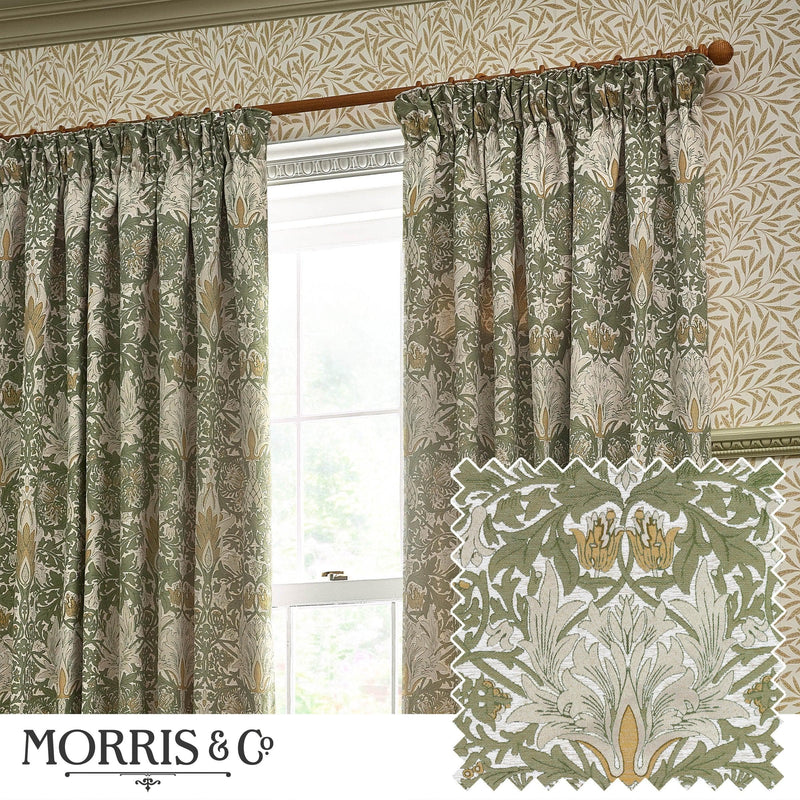 Morris & Co Snakeshead Jacquard Chenille Pencil Pleat Curtains