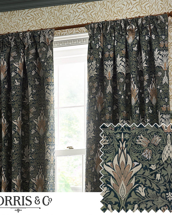 Morris & Co Snakeshead Jacquard Chenille Pencil Pleat Curtains