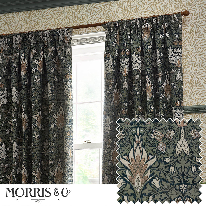 Morris & Co Snakeshead Jacquard Chenille Pencil Pleat Curtains