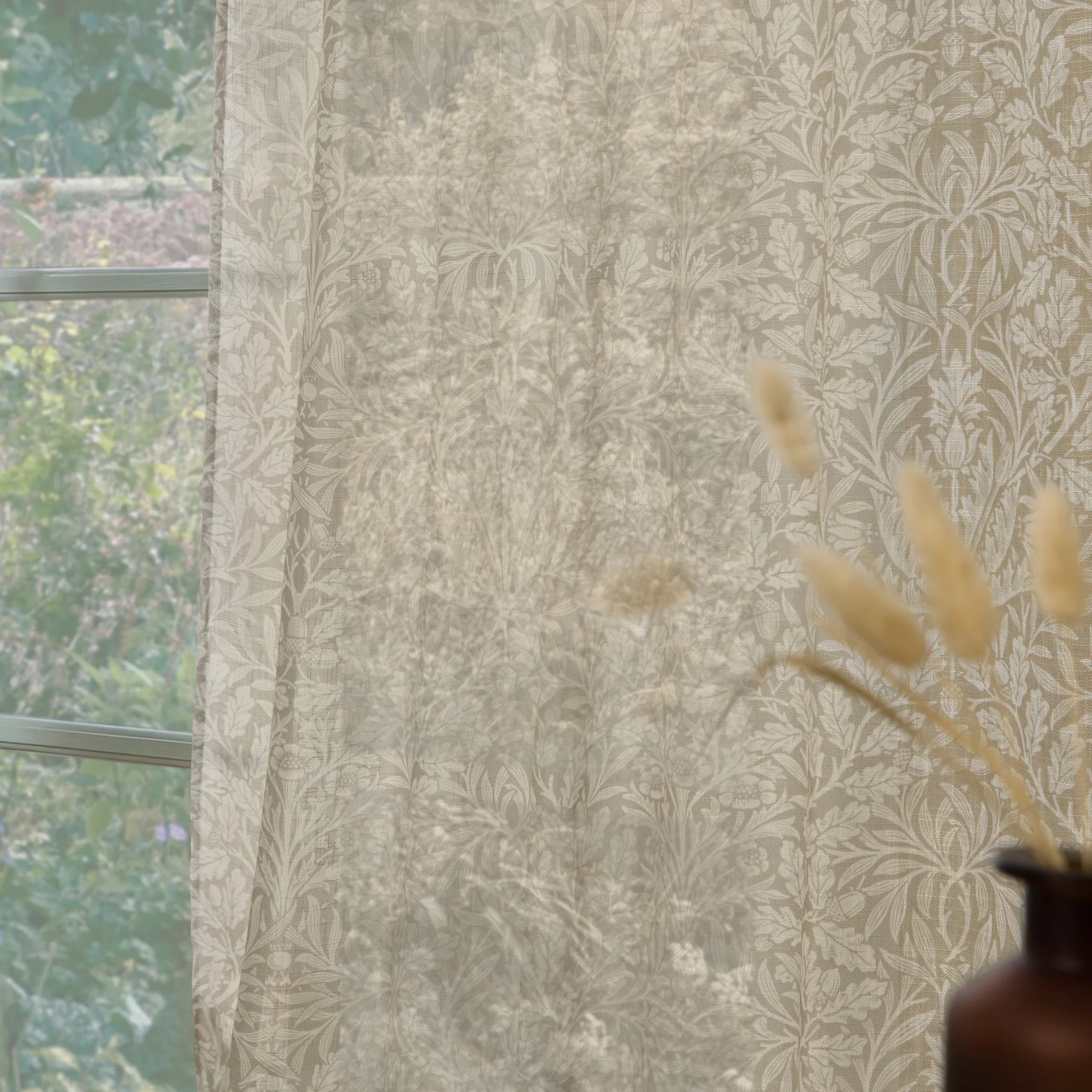 Morris & Co (Riva Home) Morris & Co Curtains THE ACORN SHEER CURTAIN PANEL – LINEN by Morris & Co