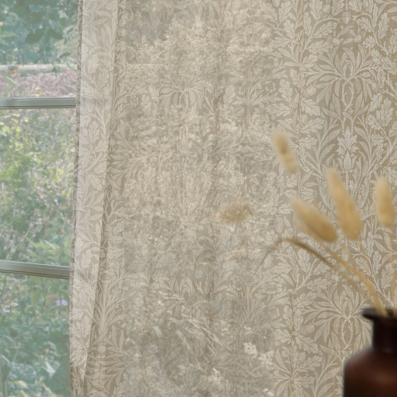 THE ACORN SHEER CURTAIN PANEL – LINEN by Morris & Co