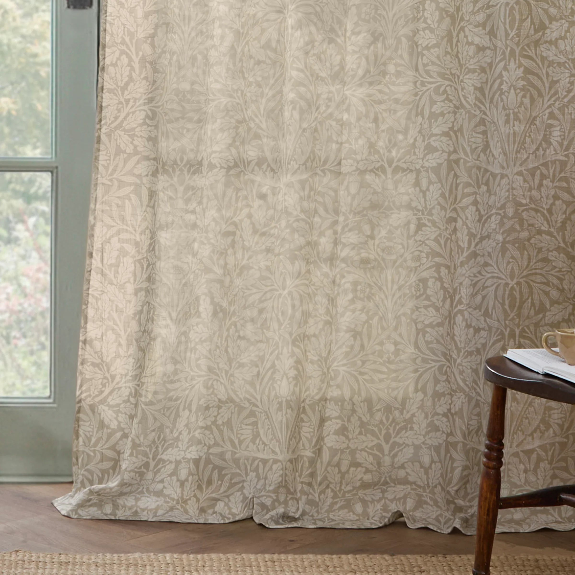 Morris & Co (Riva Home) Morris & Co Curtains THE ACORN SHEER CURTAIN PANEL – LINEN by Morris & Co