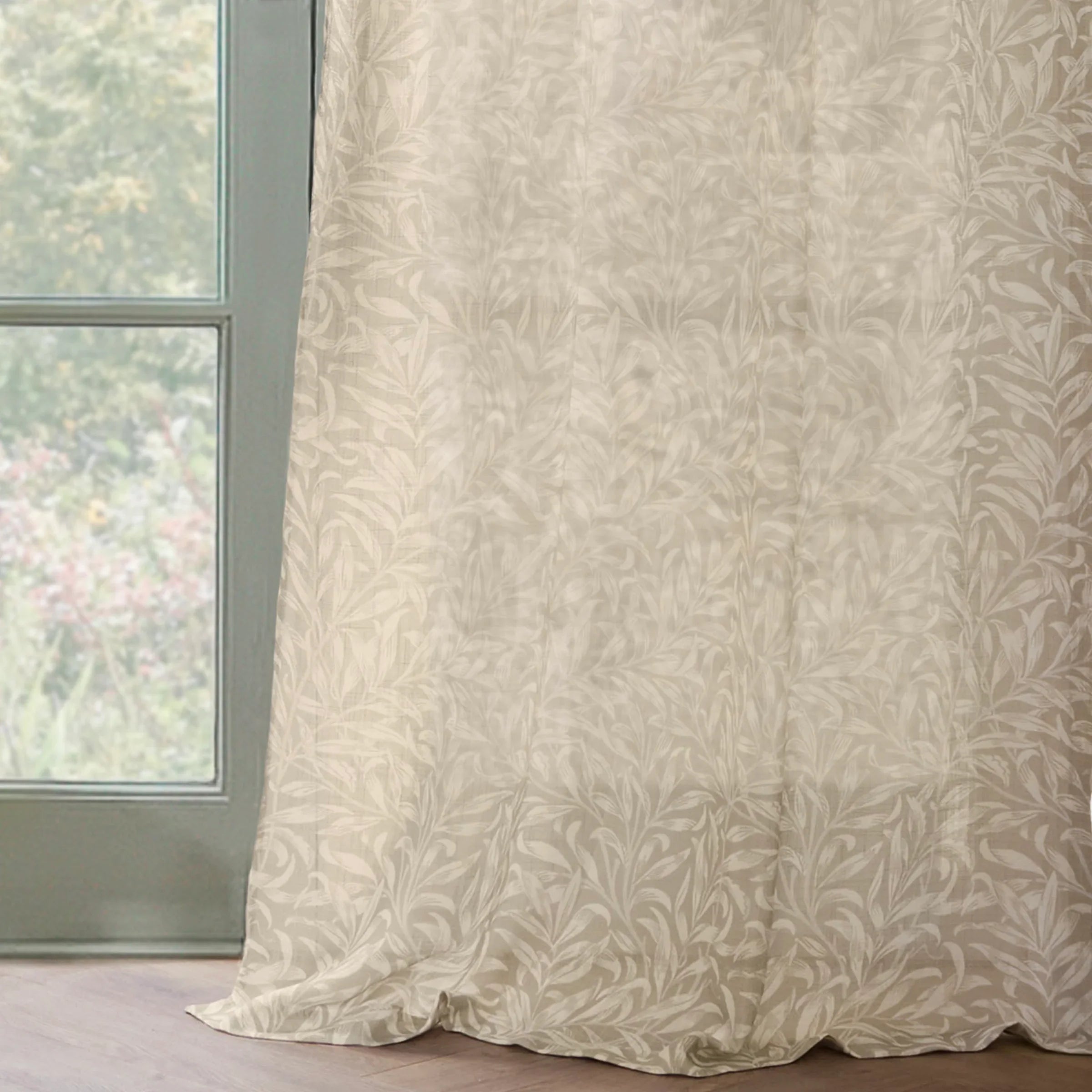 Morris & Co (Riva Home) Morris & Co Curtains WILLOW BOUGH SHEER CURTAIN PANEL – LINEN by Morris & Co