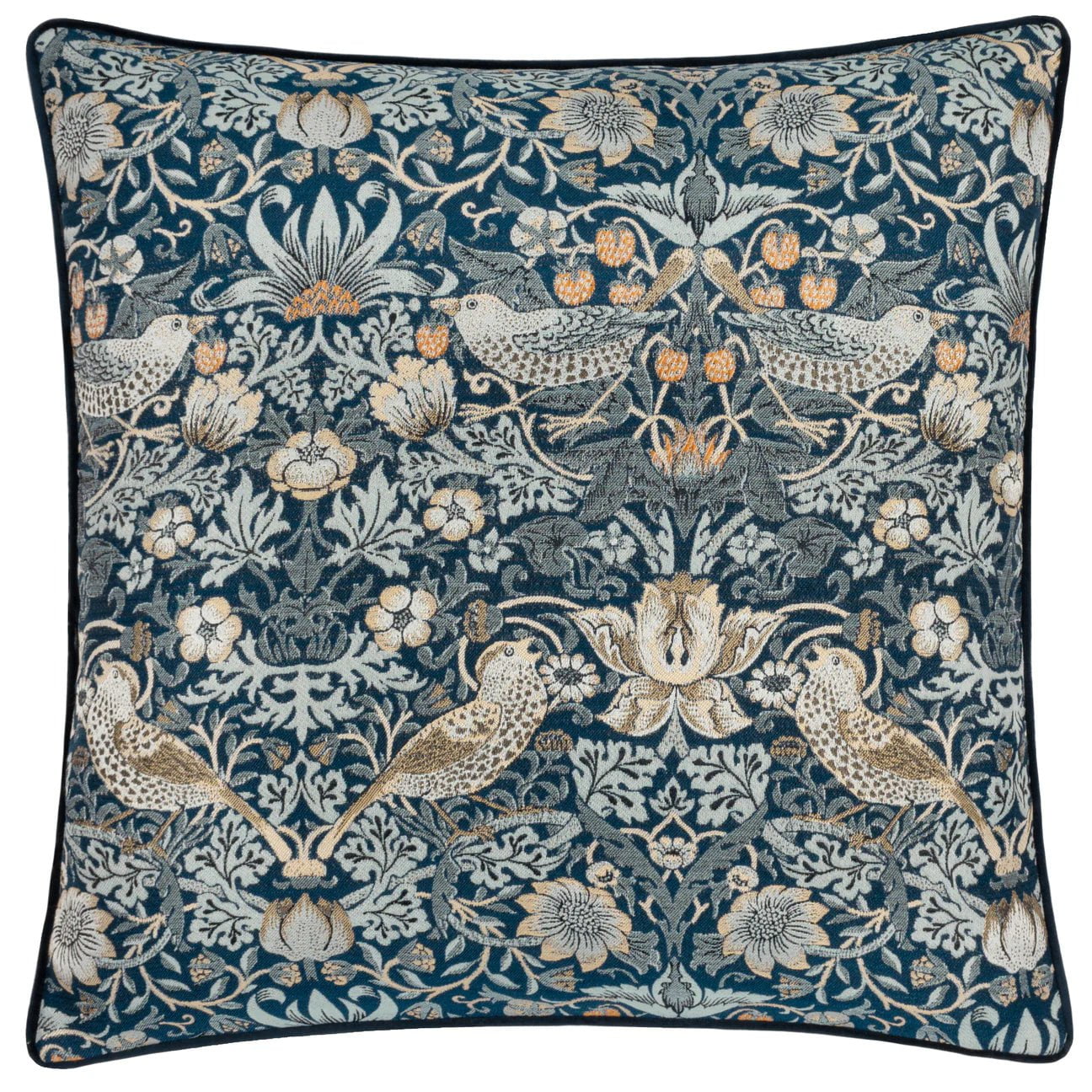 Morris & Co (Riva Home) Morris & Co Cushions Indigo Morris & Co Strawberry Thief Jacquard Cushion