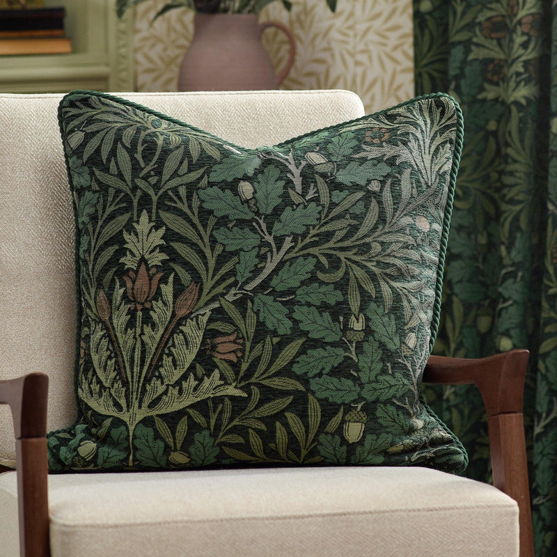 Morris & Co Acorn Multi Jacquard Cushion in Thyme/Forest