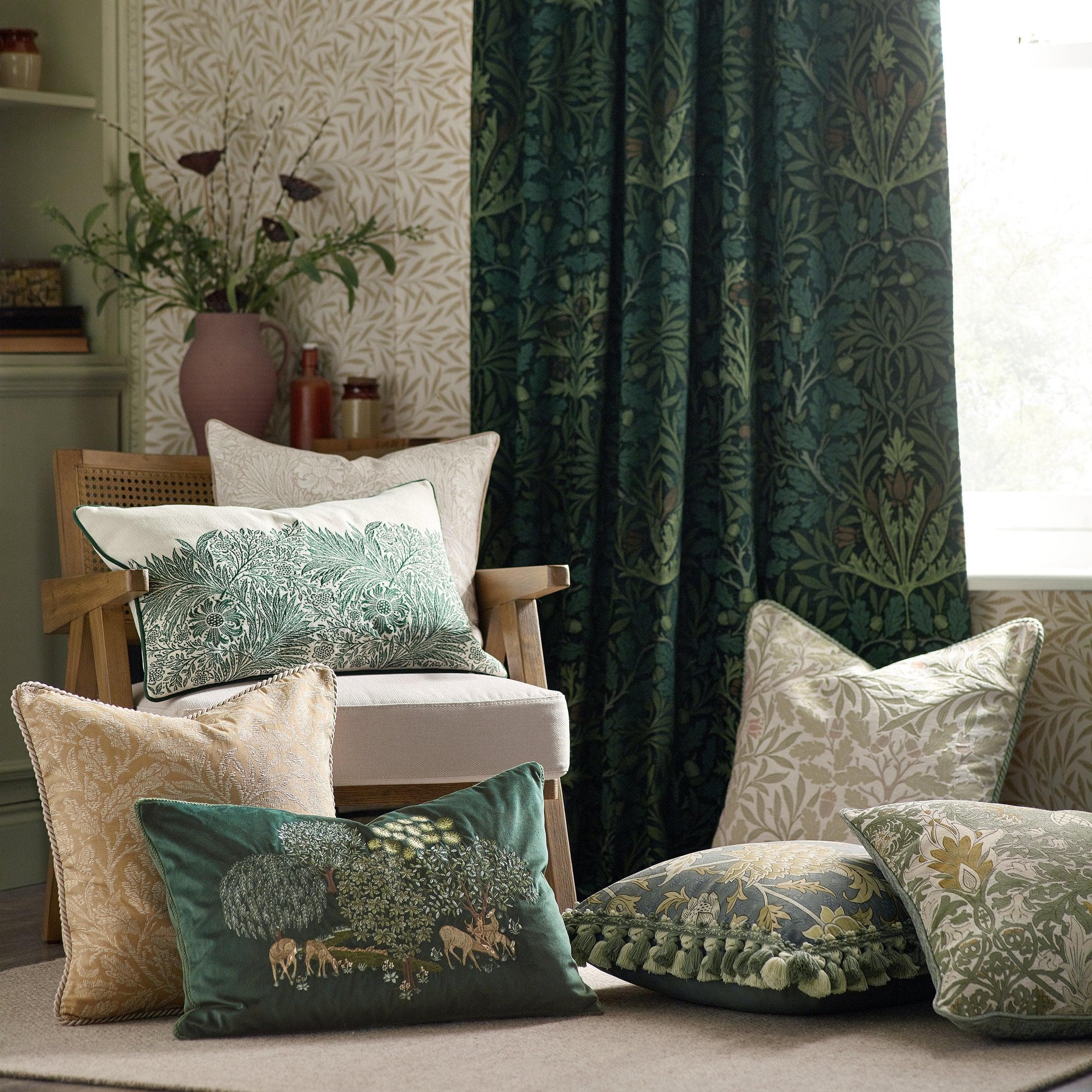 Morris & Co (Riva Home) Morris & Co Cushions Morris & Co Acorn Multi Jacquard Cushion Stone/Sage