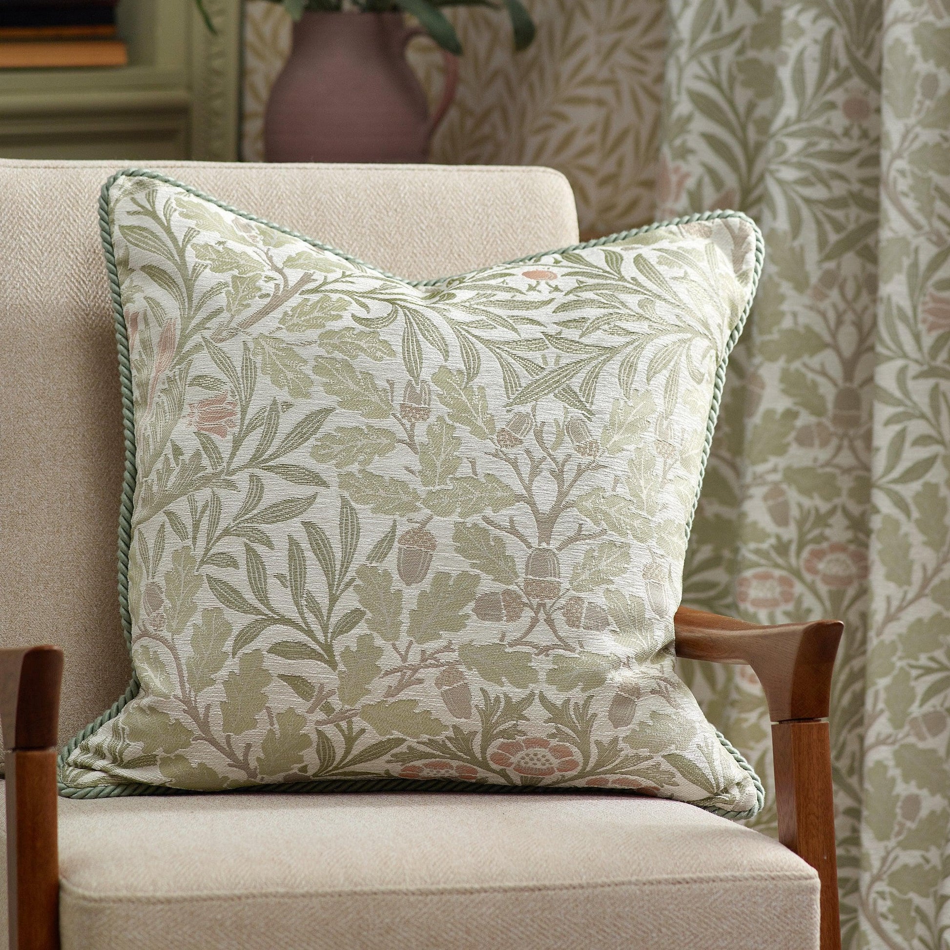 Morris & Co (Riva Home) Morris & Co Cushions Morris & Co Acorn Multi Jacquard Cushion Stone/Sage