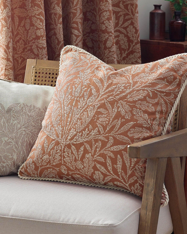 Morris & Co Acorn Tonal Jacquard Cushion in Brick