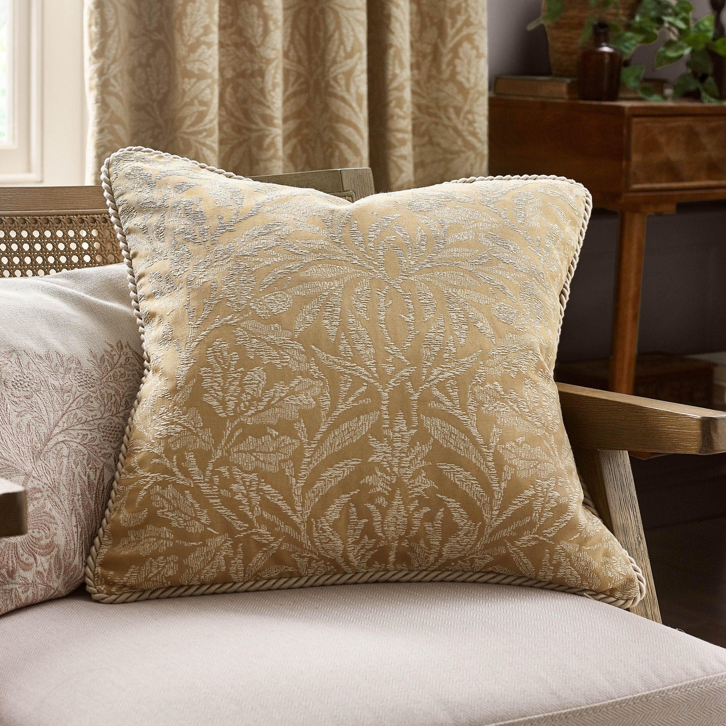 Morris & Co (Riva Home) Morris & Co Cushions Morris & Co Acorn Tonal Jacquard Cushion in Gold