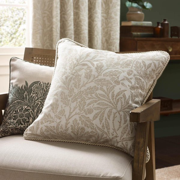 Morris & Co Acorn Tonal Jacquard Cushion in Ivory