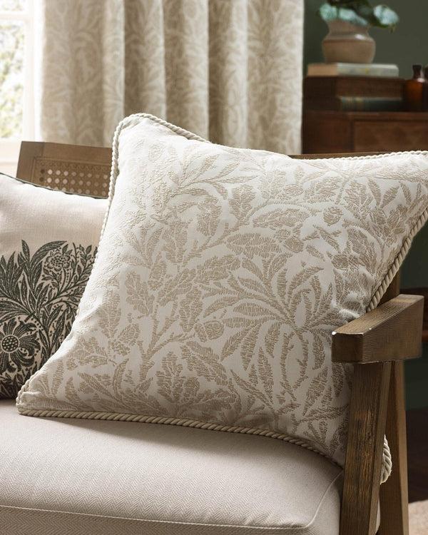 Morris & Co Acorn Tonal Jacquard Cushion in Ivory