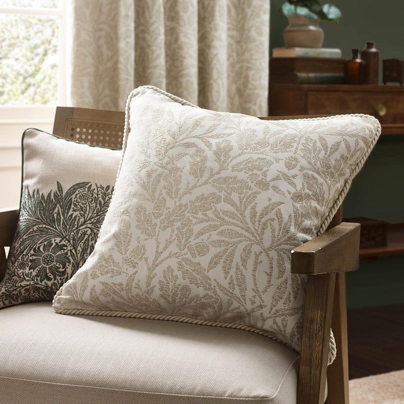 Morris & Co Acorn Tonal Jacquard Cushion in Ivory