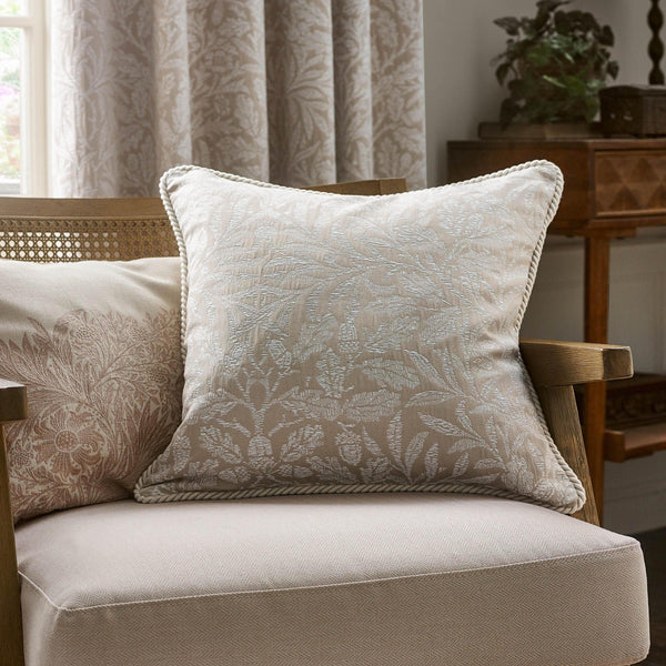 Morris & Co Acorn Tonal Jacquard Cushion in Linen