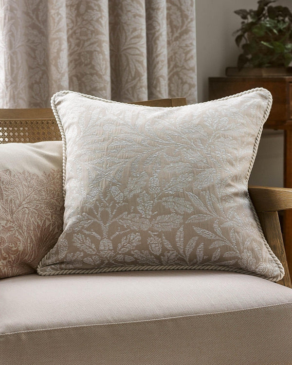 Morris & Co Acorn Tonal Jacquard Cushion in Linen