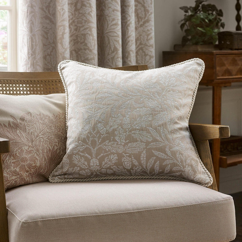 Morris & Co Acorn Tonal Jacquard Cushion in Linen