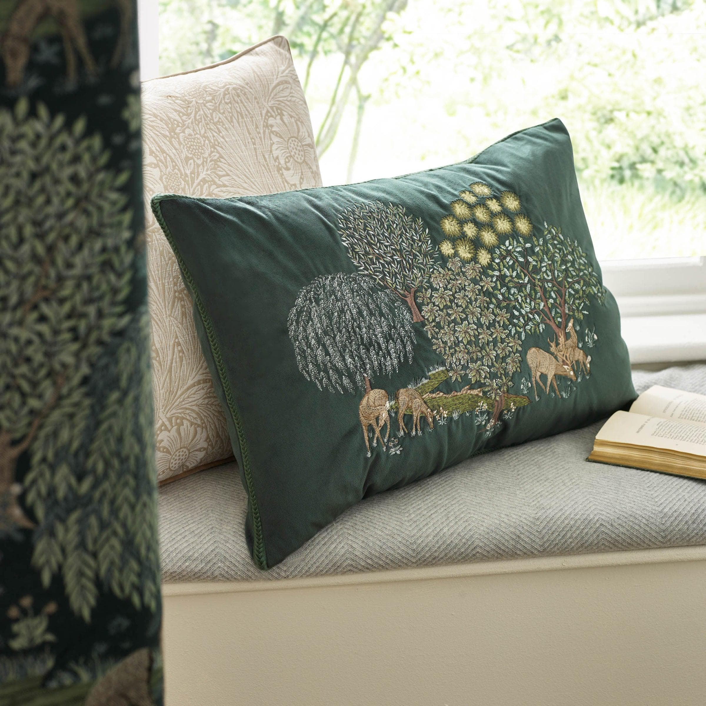 Morris & Co (Riva Home) Morris & Co Cushions Morris & Co Brook Embroidered Cushion Forest in Green