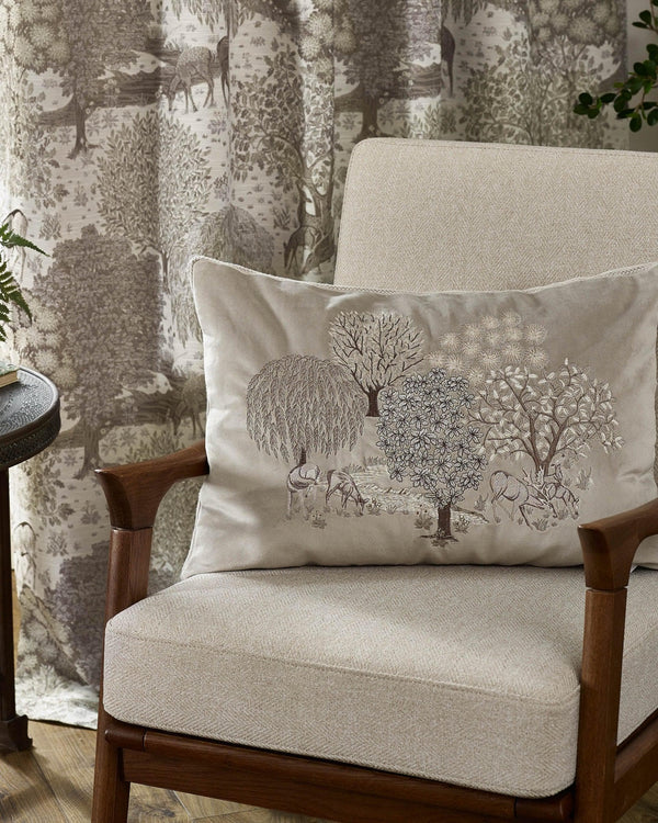 Morris & Co Brook Embroidered Cushion in Linen