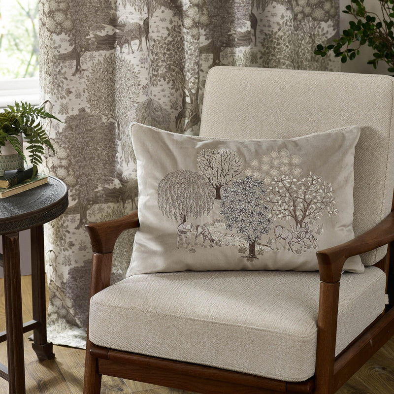 Morris & Co Brook Embroidered Cushion in Linen