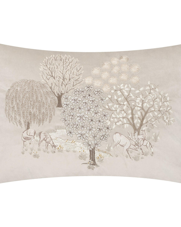 Morris & Co Brook Embroidered Cushion in Linen