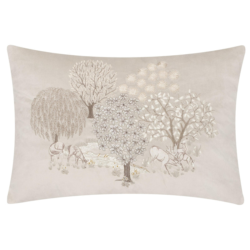 Morris & Co Brook Embroidered Cushion in Linen