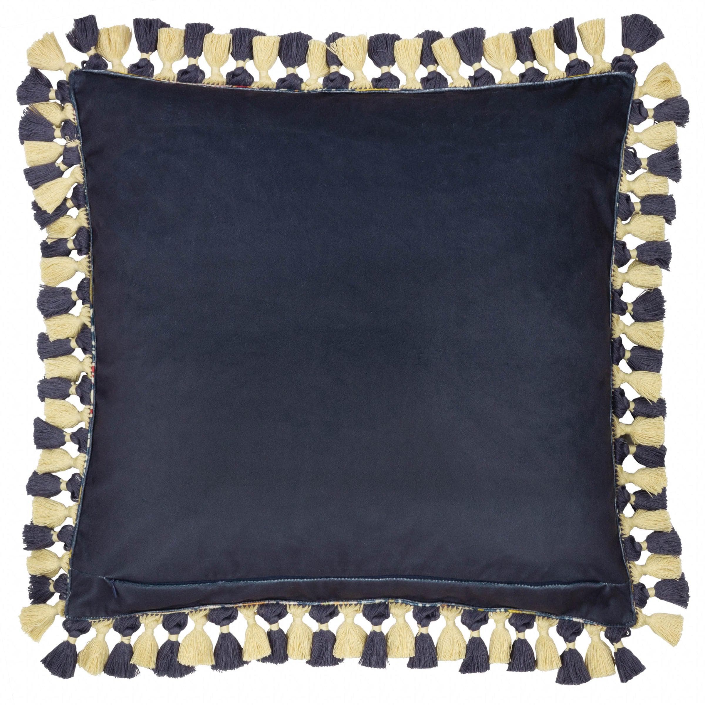 Morris & Co (Riva Home) Morris & Co Cushions Morris & Co Cray Tasselled Velvet Cushion in Indigo/Berry