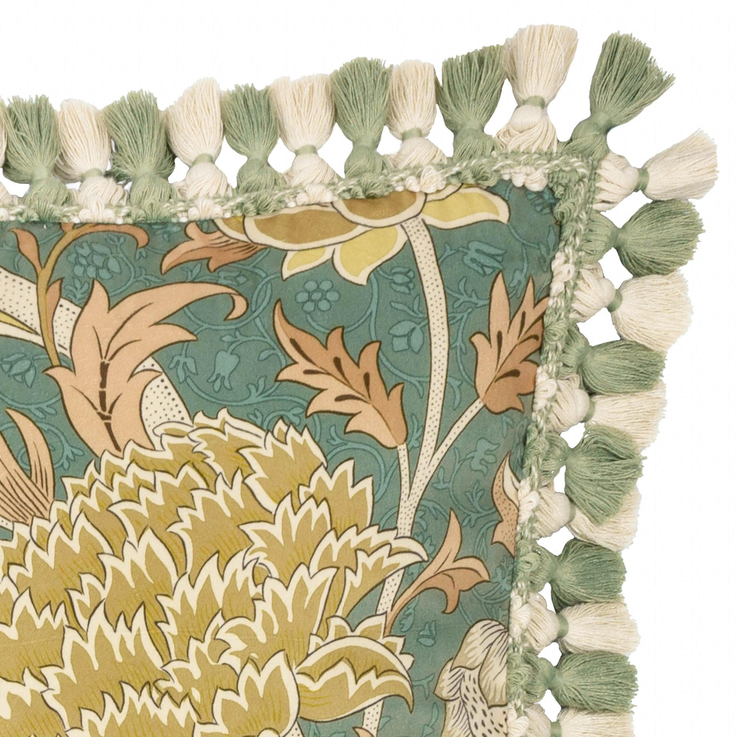 Morris & Co (Riva Home) Morris & Co Cushions Morris & Co Cray Tasselled Velvet Cushion in Sage/Sunflower