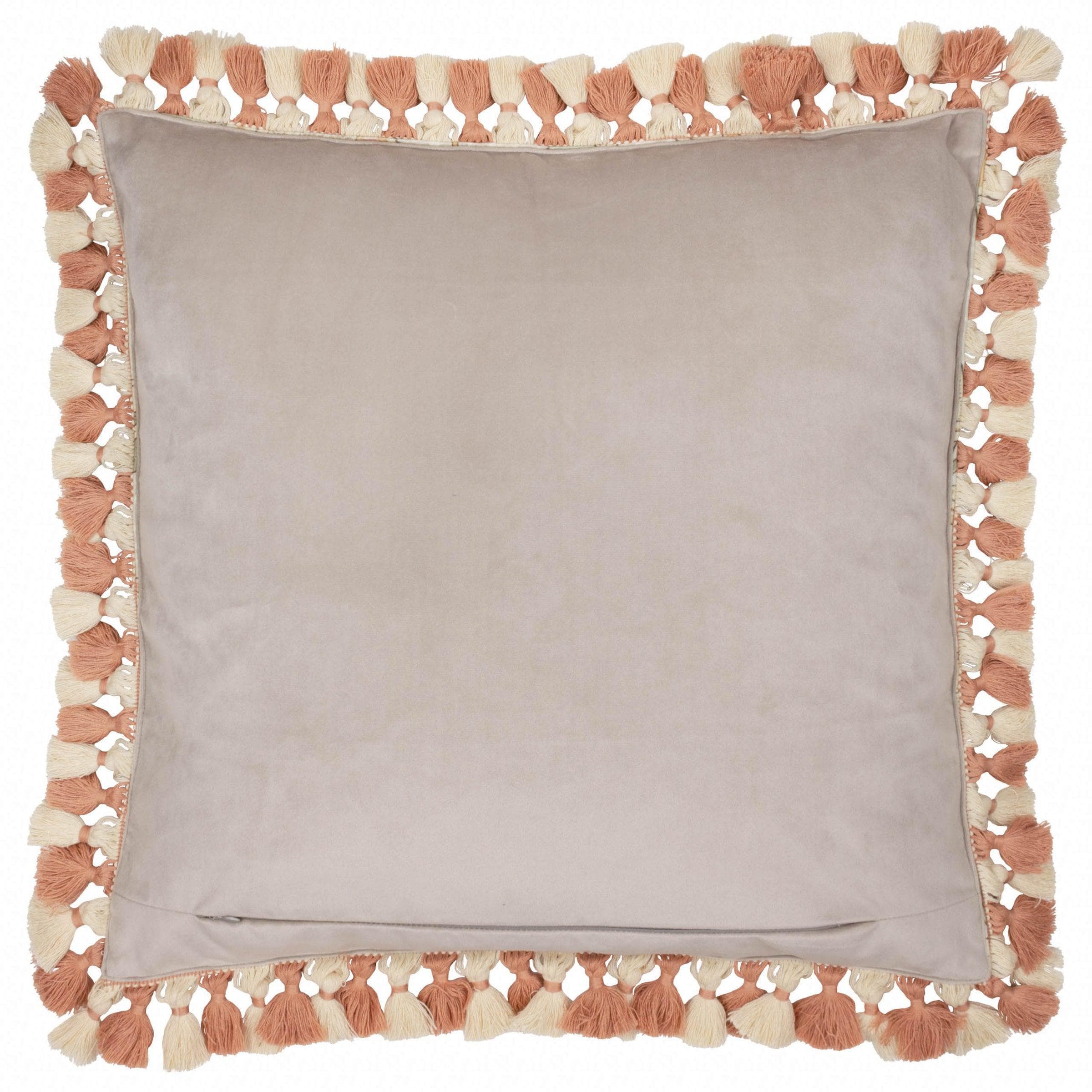 Morris & Co (Riva Home) Morris & Co Cushions Morris & Co Cray Tasselled Velvet Cushion in Stone/Clay