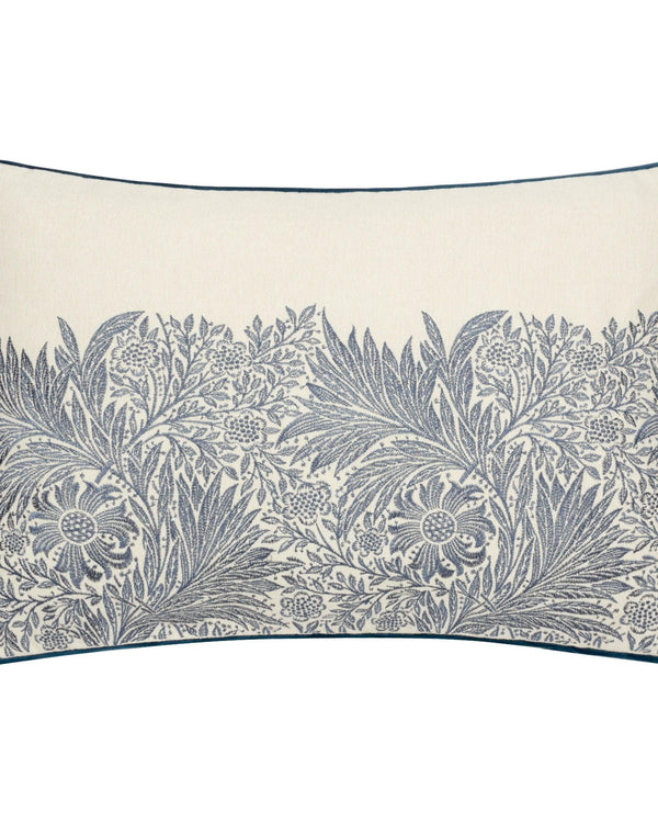 Morris & Co Marigold Embroidered Cushion in Indigo