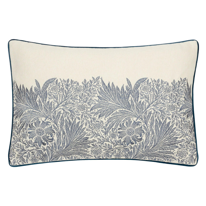 Morris & Co Marigold Embroidered Cushion in Indigo
