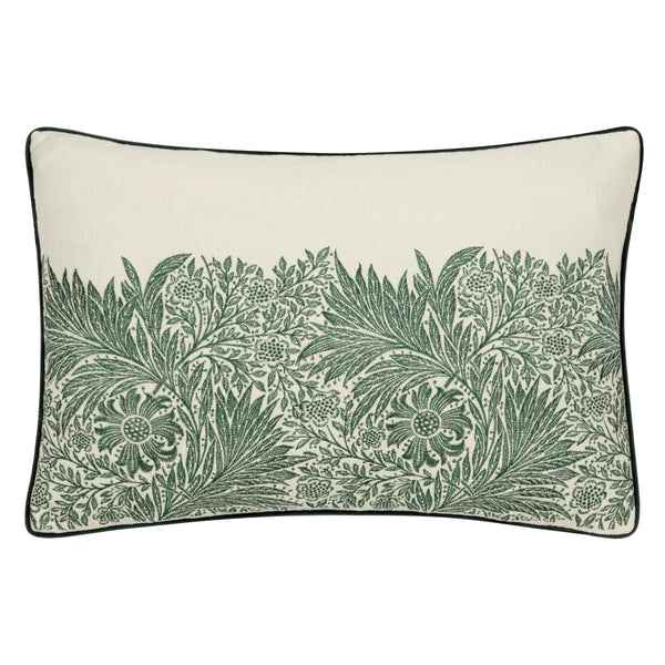 Morris & Co Marigold Embroidered Cushion in Leaf