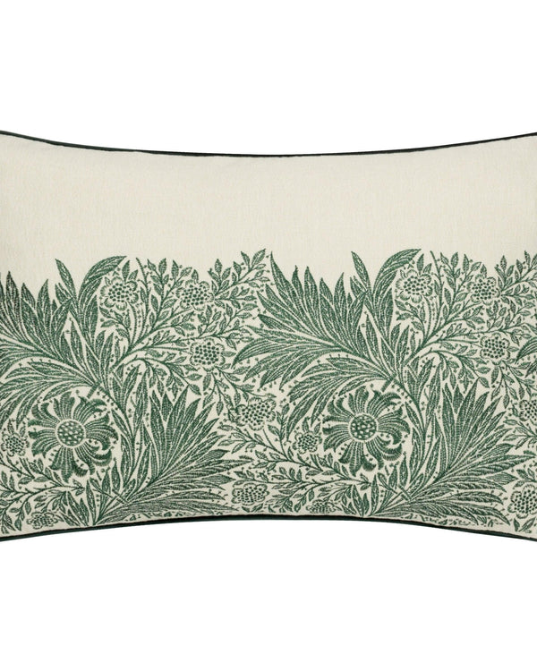 Morris & Co Marigold Embroidered Cushion in Leaf