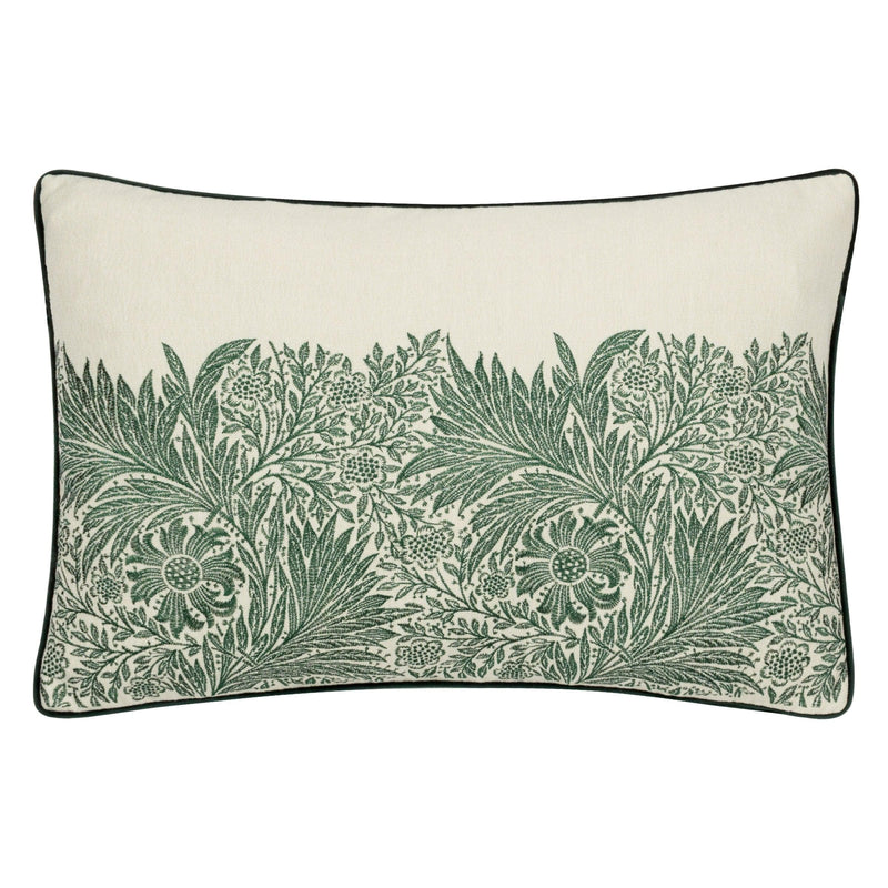 Morris & Co Marigold Embroidered Cushion in Leaf