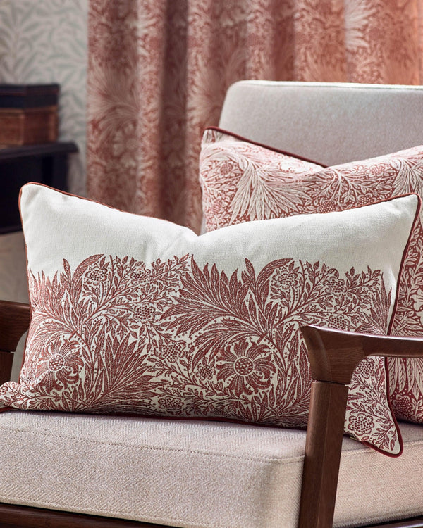 Morris & Co Marigold Embroidered Cushion in Russet