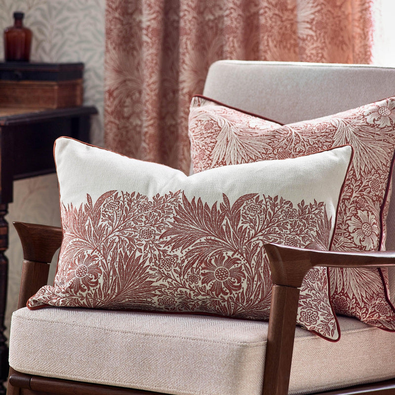 Morris & Co Marigold Embroidered Cushion in Russet
