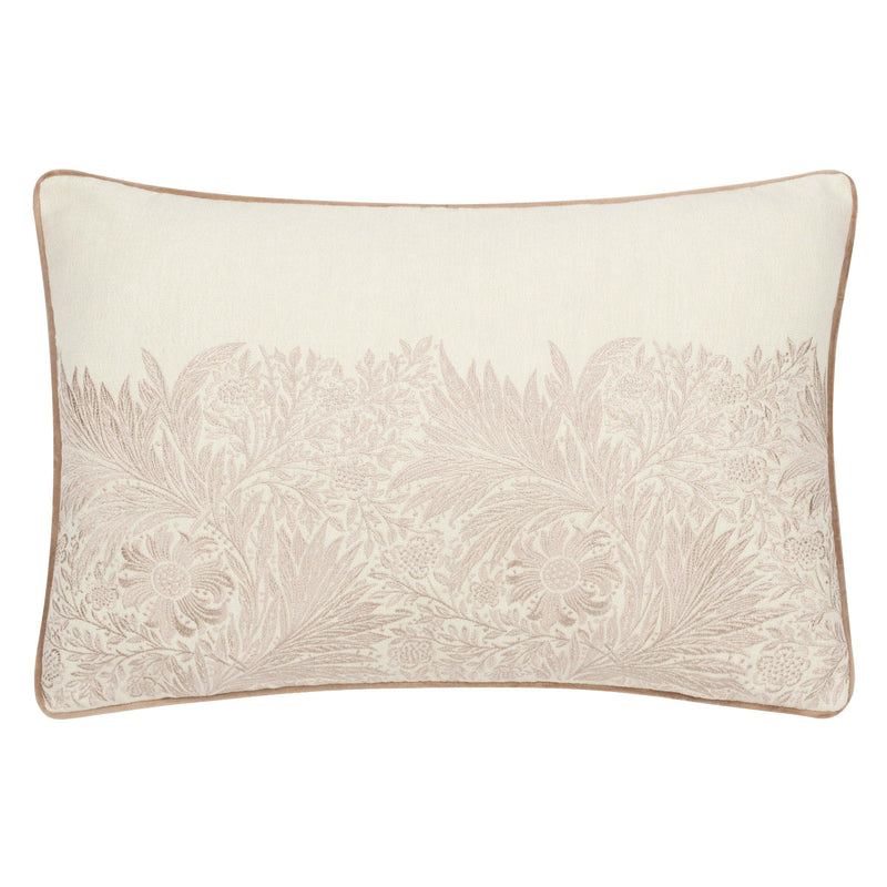 Morris & Co Marigold Embroidered Cushion in Stone