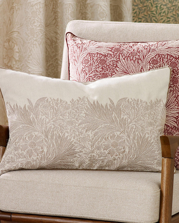 Morris & Co Marigold Embroidered Cushion in Stone
