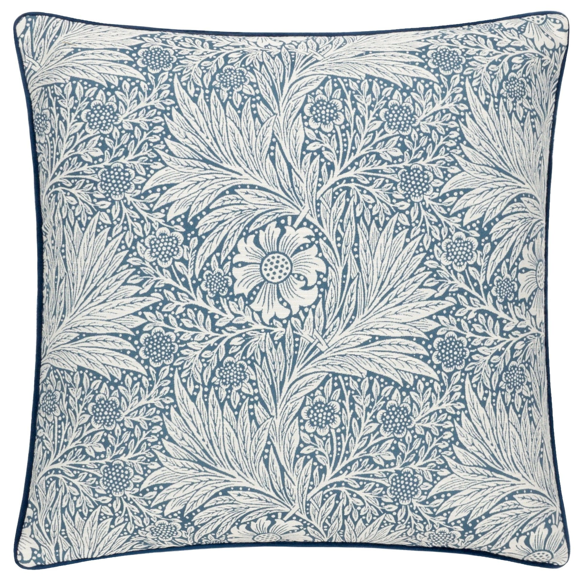 Morris & Co (Riva Home) Morris & Co Cushions Morris & Co Marigold Piped Jacquard Cushion in Indigo