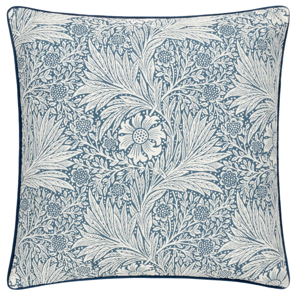 Morris & Co Marigold Piped Jacquard Cushion in Indigo